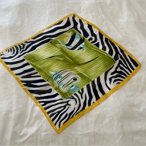 Bohemian Chartreuse Green Tropical Fish Scarf with Zebra Trim
